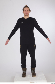 Arvid black joggers black long sleeve t shirt brown shoes…